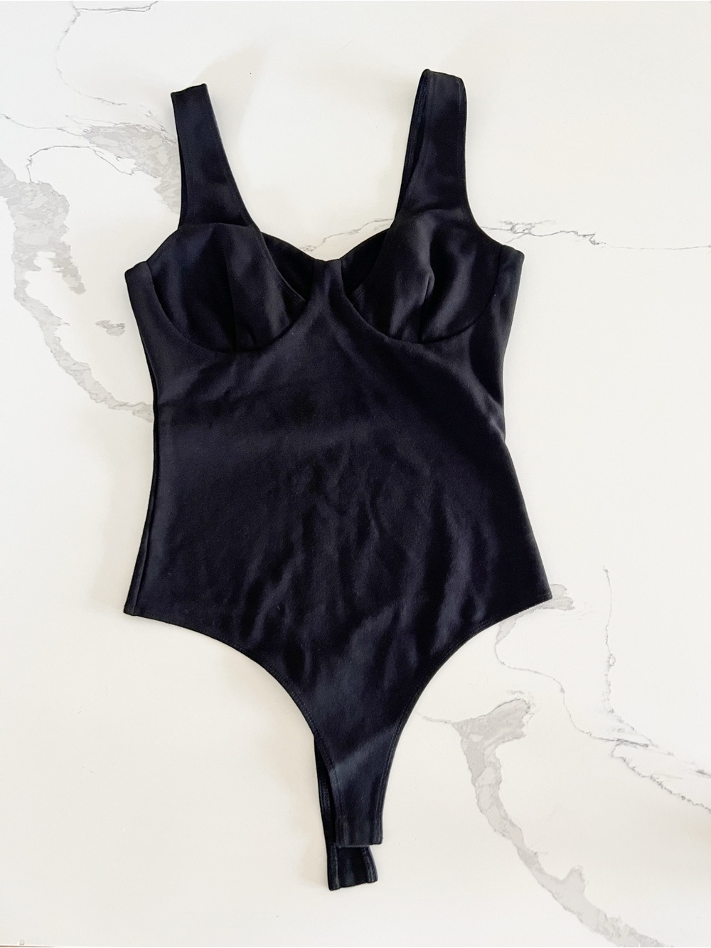 Lovers + Friends Black Sleeveless Bodysuit with Structured Bust